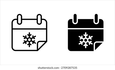 Winterkalender-Symbolsatz, Verwendung für Website-Präsentation der mobilen App, Vektorgrafik auf weißem Hintergrund