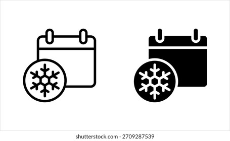 Conjunto de ícones do calendário de inverno, use para a apresentação do aplicativo móvel do site, ilustração vetorial no fundo branco