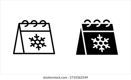 Winterkalender-Symbolsatz, Verwendung für Website-Präsentation der mobilen App, Vektorgrafik auf weißem Hintergrund