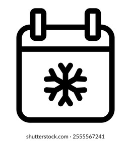 Winter calendar icon with simple and line style