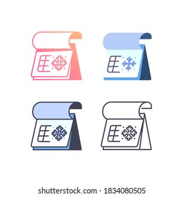 winter calendar icon, vector and illustration