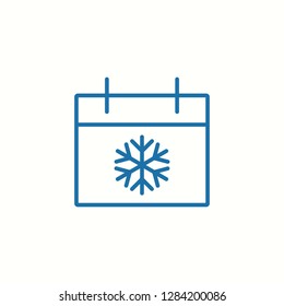 winter calendar remainder with snowflake thin line blue icon