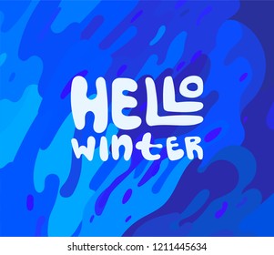 Winter calligraphy background on snowflake pattern. Winter typography design. paper cut and craft design. vector, illustration.