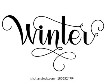 Winter calligraphy lettering for posters, postcards, posters and decoration. Vector illustration