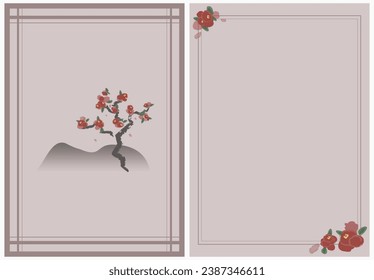 Winter camellia flower New Year's card, New Year's greeting postcard design