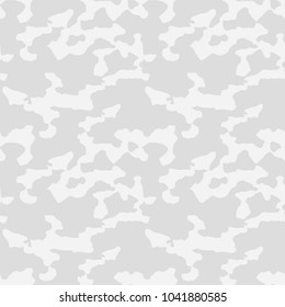 Winter camo pattern, background or seamless clothing print, repeatable paintball camouflage in dusty white and grey colors.