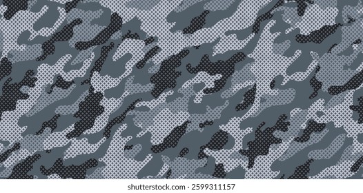 Winter camouflage military pattern with grid. Camouflage texture seamless pattern.