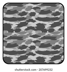 Winter camouflage square button. Vector illustration.