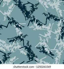 Winter camouflage of various shades of blue color. It is a colorful seamless pattern that can be used as a camo print for clothing and background and backdrop or computer wallpaper
