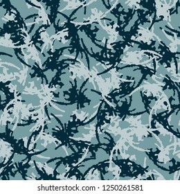 Winter camouflage of various shades of blue color. It is a colorful seamless pattern that can be used as a camo print for clothing and background and backdrop or computer wallpaper