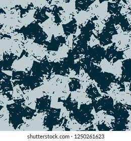 Winter camouflage of various shades of blue color. It is a colorful seamless pattern that can be used as a camo print for clothing and background and backdrop or computer wallpaper