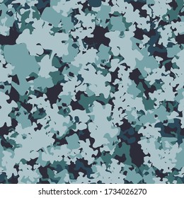 Camuflaje invernal de varios tonos azules, negros y verdes. Se trata de un patrón incoloro y transparente que puede utilizarse como una huella de cámara para ropa y fondo y fondo o papel tapiz de computadora
