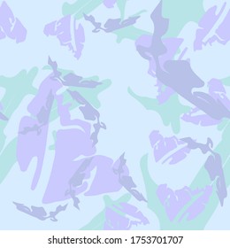 Winter camouflage of various shades of blue and violet colors. It is a colorful seamless pattern that can be used as a camo print for clothing and background and backdrop or computer wallpaper