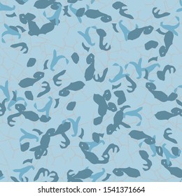 Winter camouflage of various shades of grey and blue colors. It is a colorful seamless pattern that can be used as a camo print for clothing and background and backdrop or computer wallpaper