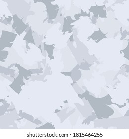 Winter camouflage of various shades of grey and white colors. It is a colorful seamless pattern that can be used as a camo print for clothing and background and backdrop or computer wallpaper