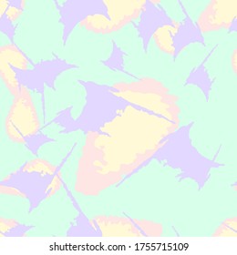 Winter camouflage of various shades of pink, yellow, violet and blue colors. It is a colorful seamless pattern that can be used as a camo print for clothing and background and backdrop or wallpaper