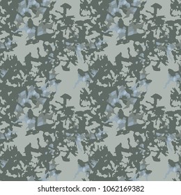 Winter camouflage, vector pattern. Classic urban style, masking camo repeat print. Grey olive and light blur colors winter ice camoflage texture. Wallpaper, backdrop, cover etc.