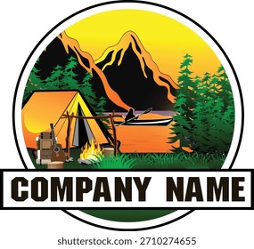 Invierno Campamento fuego logo Diseño 