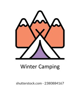 Winter Camping  vector Filled outline Design illustration. Symbol on White background EPS 10 File 