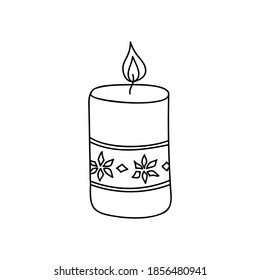  winter candle doodle on the white background