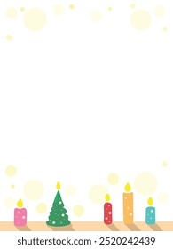 Winter candles of various shapes and lights background illustration