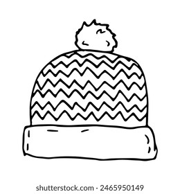 Winter cap doodle Hand drawn winter accessories Single design element for card, print, design, decor