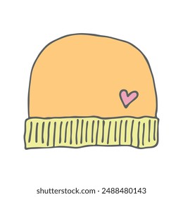 Winter cap doodle Hand drawn winter accessories Single design element for card, print, design, decor
