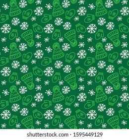 Winter cap hand drawn seamless vector pattern. Christmas sketch texture. Winter holiday nice illustration. New Year textile, wrapping paper, background design