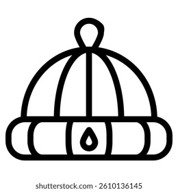 Winter Cap icon in line art. Outline style. isolated on white background