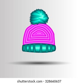 winter cap illustration hat vector fashion warm accessory knit clothing icon object