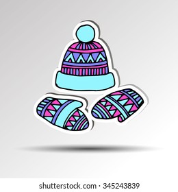winter cap illustration hat vector fashion warm accessory knit clothing icon object