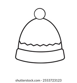 Winter cap line art vector image