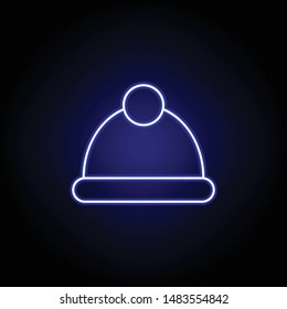 winter cap line icon in neon style. Element of winter sport illustration. Signs and symbols icon can be used for web, logo, mobile app, UI, UX