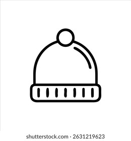 Winter cap object icon modern art design black and white with bold outline 