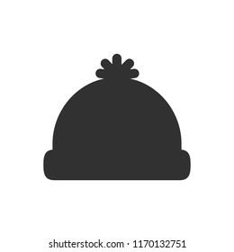 winter cap with pompon. monochrome icon