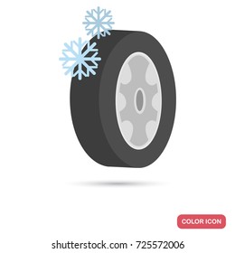 Winter car rubber color flat icon