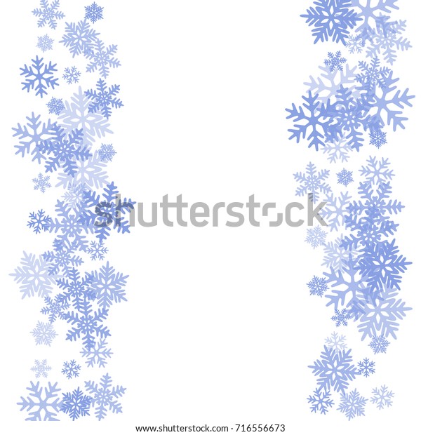 winter card border snow flakes falling stock vector