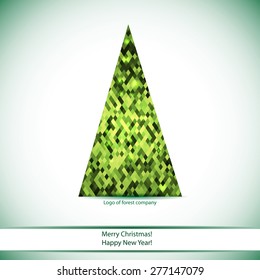 winter card with christmas tree or logo for your forest company name. Your can use in eco design 