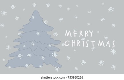 Winter card with a Christmas tree. Merry Christmas