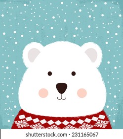 winter card with cute bear