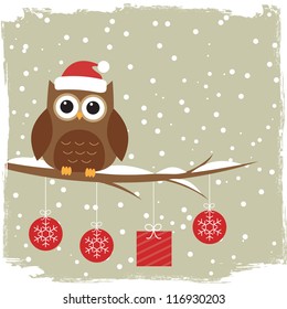 Winter Card With Cute Owl