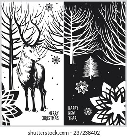 winter card, deer