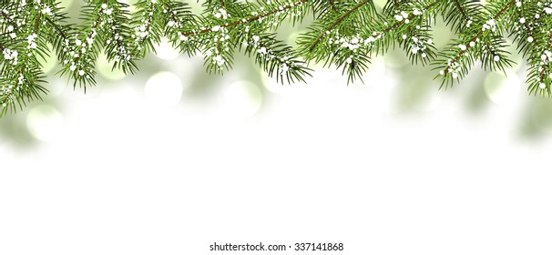 Winterkarte mit Tannenzweigen. Vektorgrafik.