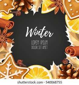 Winter card with gingerbread