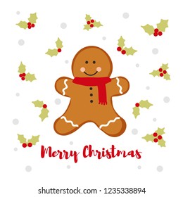 Winter card with gingerbread. Amazing holiday vector background.