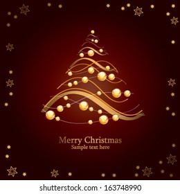 winter card with holiday tree