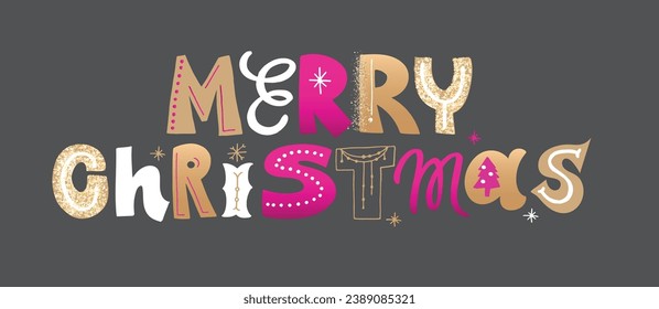 Winter card. Merry Christmas and happy new year - cute postcard. Lettering label for poster, banner, web, sale, t-shirt design. New year holiday greeting card.