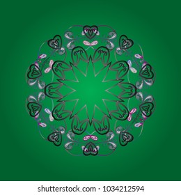 Winter card Merry Christmas, New Year and Happy Holiday vector illustration. Christmas card with green, gray and blue snowflakes on green, gray and blue colors. Snowflakes background.