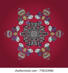 Winter card Merry Christmas, New Year and Happy Holiday vector illustration. Christmas card with pink, gray and blue snowflakes on pink, gray and blue colors. Snowflakes background.