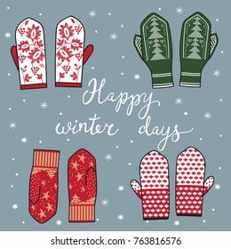 Winter card with mittens